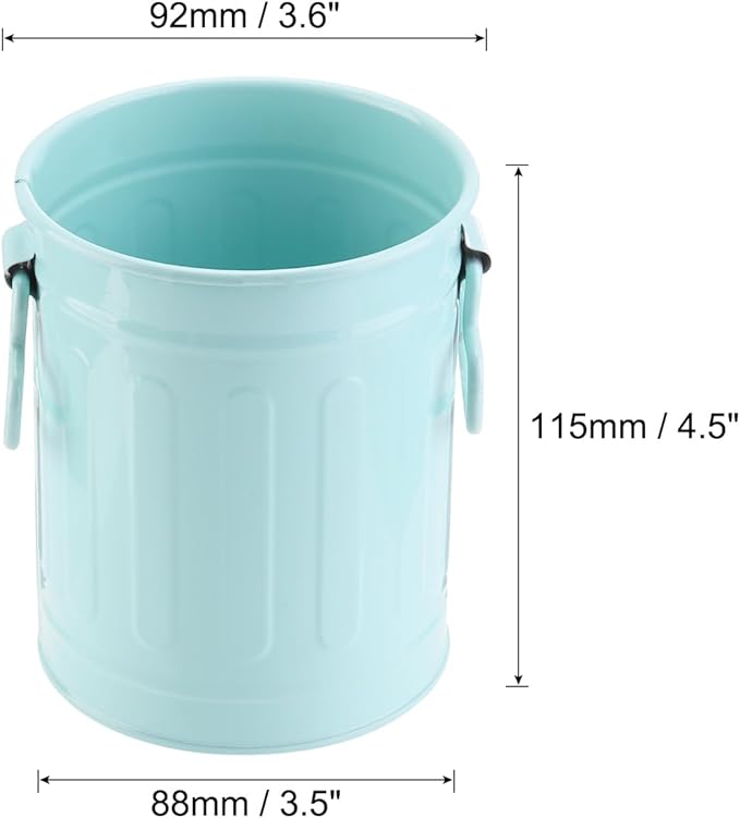 PATIKIL Barrel Pencil Holder, Metal Pen Holder for Desk Pencil Holders Cup Organizer with Handles Makeup Brush Holder Stationery Storage, Blue