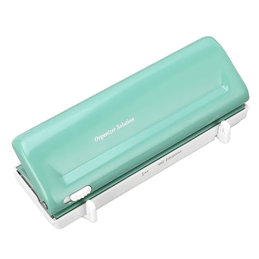 6 Hole Punch, Adjustable Spacing Hole Puncher for A4 A5 B5 A6 A7, for Home Office School Supplies, Design, Green