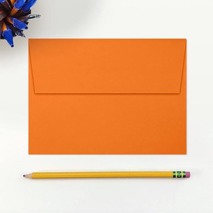 LUXPaper A7 Invitation Envelopes | Peel & Press | 5 1/4" x 7 1/4" | Mandarin Orange | 80lb. Text | 1,000 Qty