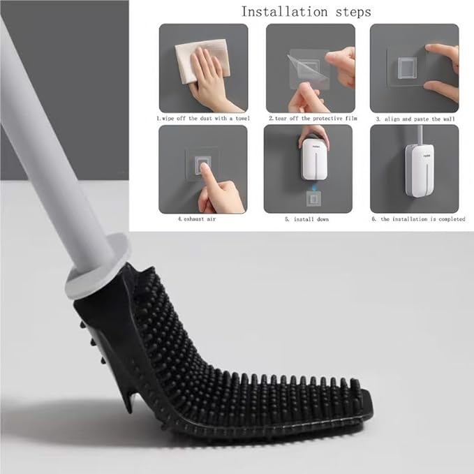 Compact Storage Toilet Brush and Holder Set Plunger,Bathroom Accessory Toilet Cleaning Brush, Ergonomic Handle, Deep Cleaning Toilet Bowl Brush Holder, with Hook for Wall Mounting, White