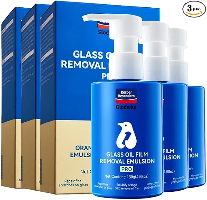 Glodway Glass,Mirror and Window Cleaner for Auto and Home Cleans,Streak-Free,Ammonia-Free,Tint-Safe,4.58 OZ (3 Pack)