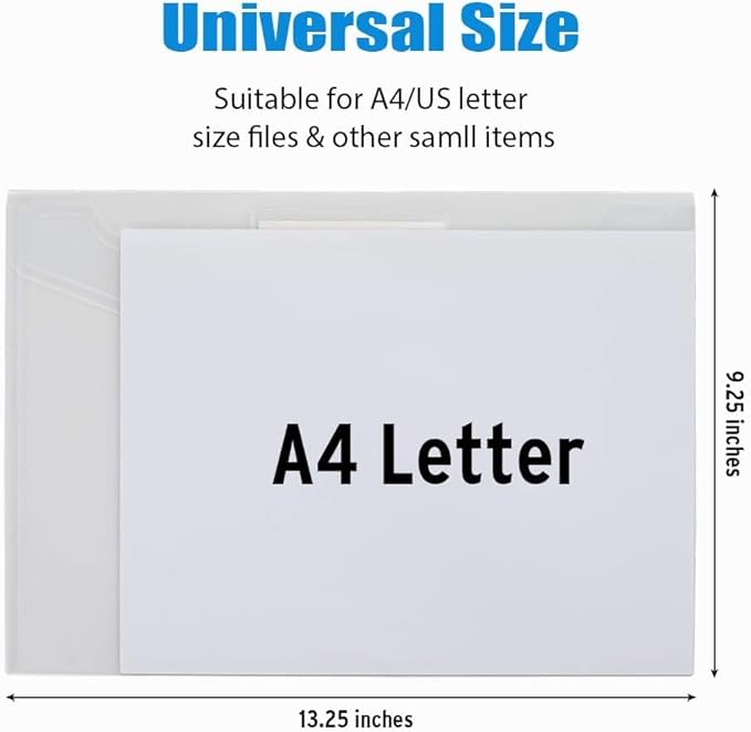 Sooez 36 Pack Plastic Envelopes Poly Envelopes, Clear Document Folders US Letter A4 Size File Envelopes with Label Pocket for School Home Work Office Organization, Clear