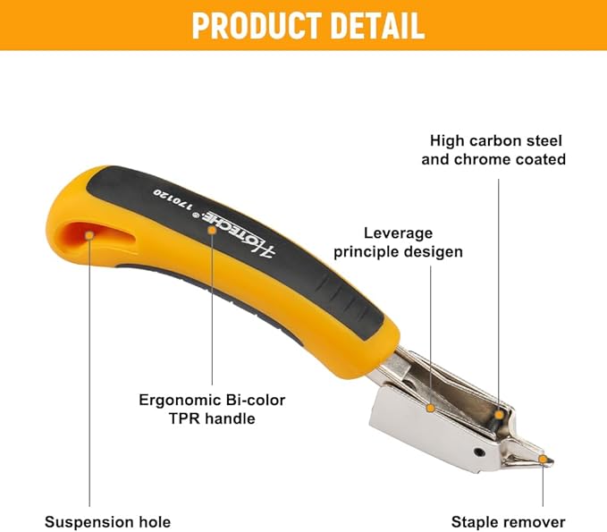 Hoteche Staple Remover Upholstery and Construction Staple Puller Tool for Removing Staples in Furniture, Floor, Wooden Box, Carton