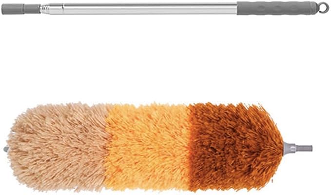 Extra-Long 100-Inch Telescoping Microfiber Feather Duster with Extension Pole, Bendable Microfiber Head Washable for Cleaning High Ceilings, Ceiling Fans, Furniture & Window Sills