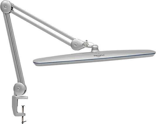 Task Lamp with Clamp, Bright 117PCS LEDs, Metal Swing Arm 24W 2200 Lumen Dimmable Led Desk Lamp for Architect Home Office Study Reading Dorm Workbench Craft, 23 Inch Working Lamp(Silver)