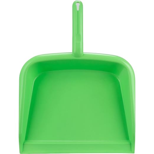 SPARTA Large Handheld Dustpan with Hanging Hole, Heavy-Duty Plastic Dustpan with Wide Lip for Countertops and Surfaces, Plastic, 10 Inches, Lime, (Pack of 12)