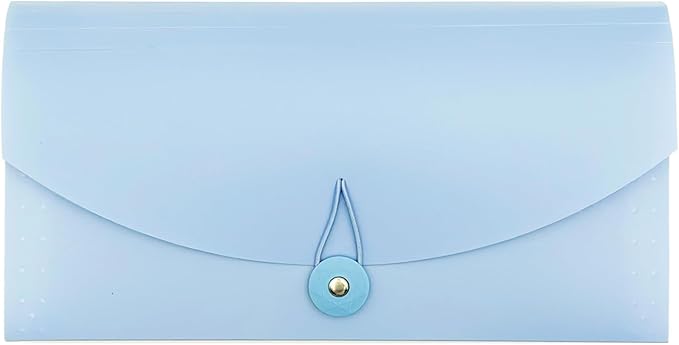 Small Accordion File Organizer - 13 Pocket Expanding Folder for Receipts, Bills, and Envelopes - Money Saving Binder (Blue)
