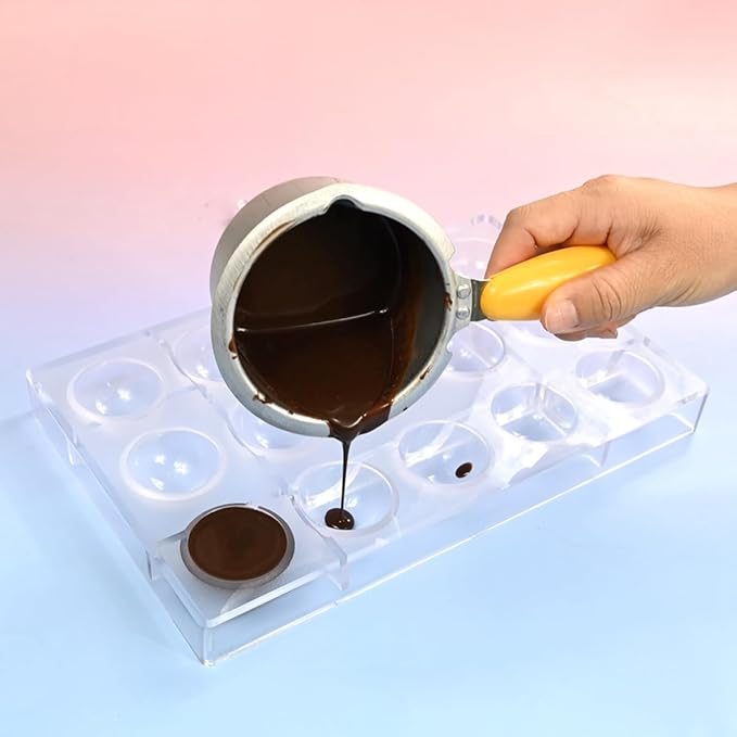 TUKE Sphere Chocolate Mold Polycarbonate Hemisphere Molds for Baking, Candy, Desserts - Reusable, Food-Grade, Professional DIY Cake Decorating Tool (C_ Semi-Circle)