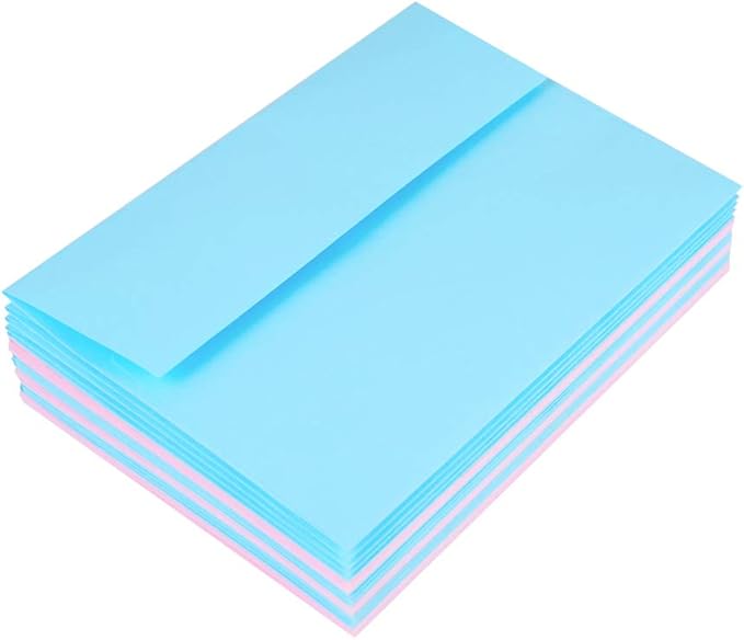 100 Pack A7 Baby Blue Invitation 5x7 Envelopes - Self Seal, Square Flap,Perfect for Baby Shower, 5x7 Cards, Weddings, Birthday, Invitations, Graduation, 5.25 x 7.25 Inches (Baby Blue)