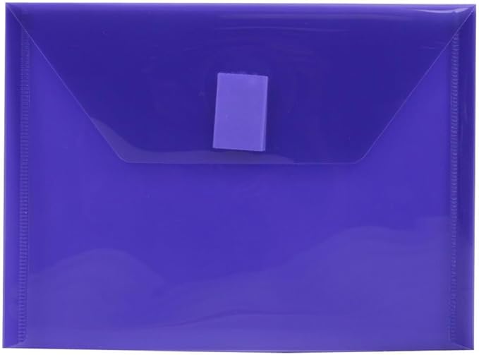 JAM PAPER Plastic Envelopes with Hook & Loop Closure - Index - 5 1/2 x 7 1/2 - Purple - 12/Pack