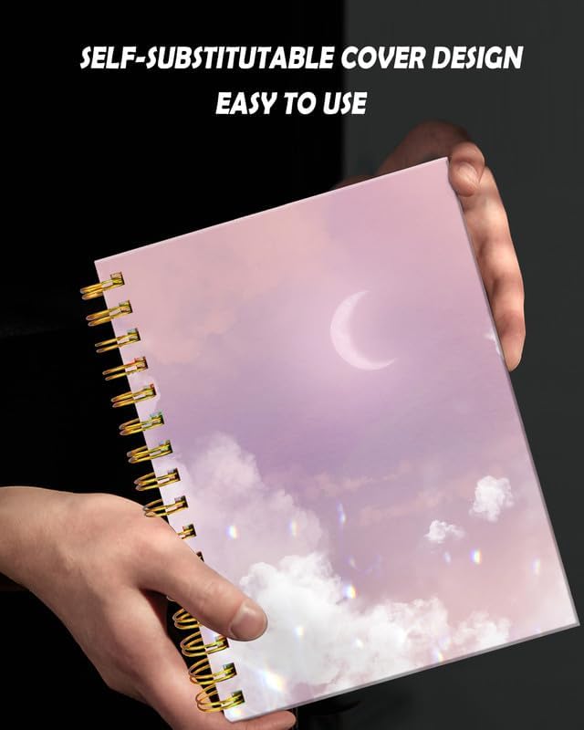 Spiral Journal Notebook for Women,A5 College Ruled Notebooks 6"x 8.4", 120 Pages (60 Sheets) Lined Journal with Premium Thick Paper,Perfect for School Office Home(Watercolor Clouds Sky)