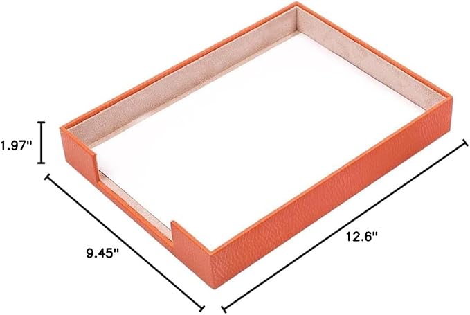 Leather Document Tray - Desk Organizer-Office Accessories - Desk Accessories-Office Supplies - Office Organizer - Office Gifts (Orange)