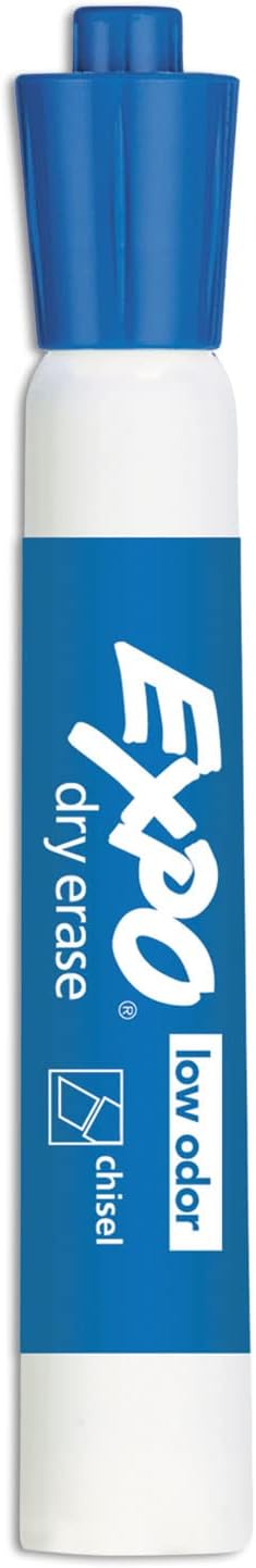 EXPO Low Odor Dry Erase Markers Chisel Tip Blue 12 Count