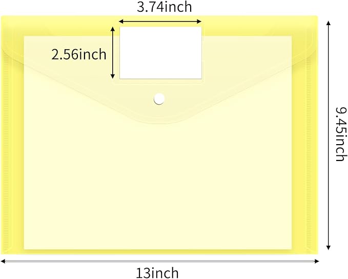 EOOUT 48pcs Plastic Envelopes Poly Envelopes, Clear Document Folders with Snap Button Closure, Letter Size, A4 Size with Label Pocket for School Home Work Office Organization, 8 Colors