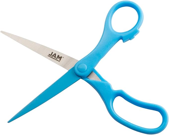 JAM PAPER Multi-Purpose Precision Scissors - 8 Inch - Blue - Ergonomic Handle & Stainless Steel Blades - Sold Individually