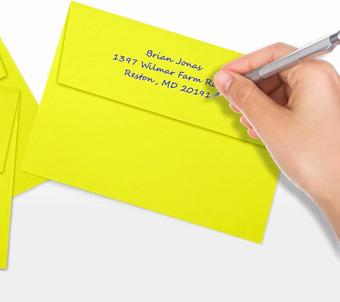 LUXPaper A7 Invitation Envelopes | Peel & Press | 5 1/4" x 7 1/4" | Citrus Yellow | 80lb. Text | 50 Qty