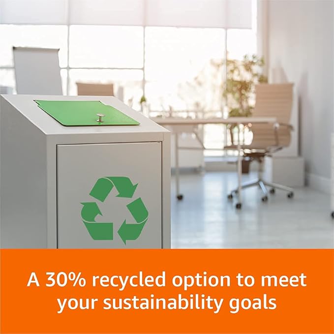 Amazon Basics 30% Recycled Multipurpose Copy Printer Paper, 8.5 x 11 Inches, 20 lb, 1 Ream, (500 Sheets), 92 Bright, White