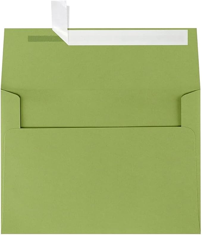 LUXPaper A7 Invitation Envelopes | Peel & Press | 5 1/4" x 7 1/4" | Avocado Green | 70lb. Text | 50 Qty