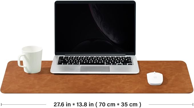 Distressed Leather Desk Mat - Non-Slip PU Desk Pad for Office and Home - Desk Organization and Accessories - Ideal for Large Mouse Pad and Desk Mats on Top of Desks(Tan,27.6"x 13.8")