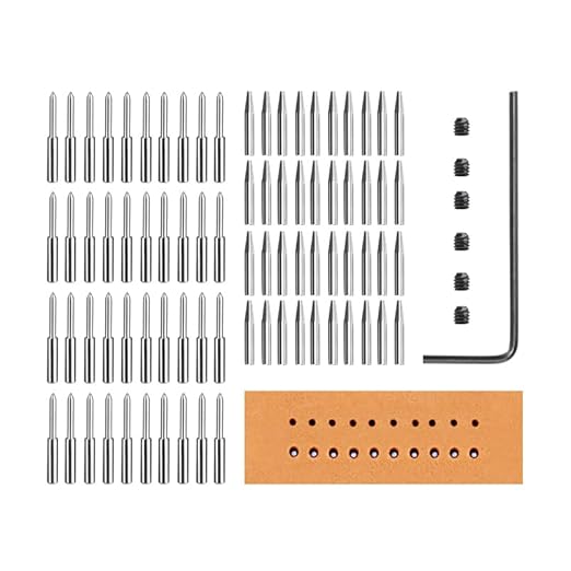 WUTA Leather Stitching Punch, 3nd Removable Round Hole Pricking Irons, Professional Working Hole Punch Tool Set for DIY Leather Craft（40 Pcs Chisel Head + 40 Pcs Round Punch Head）