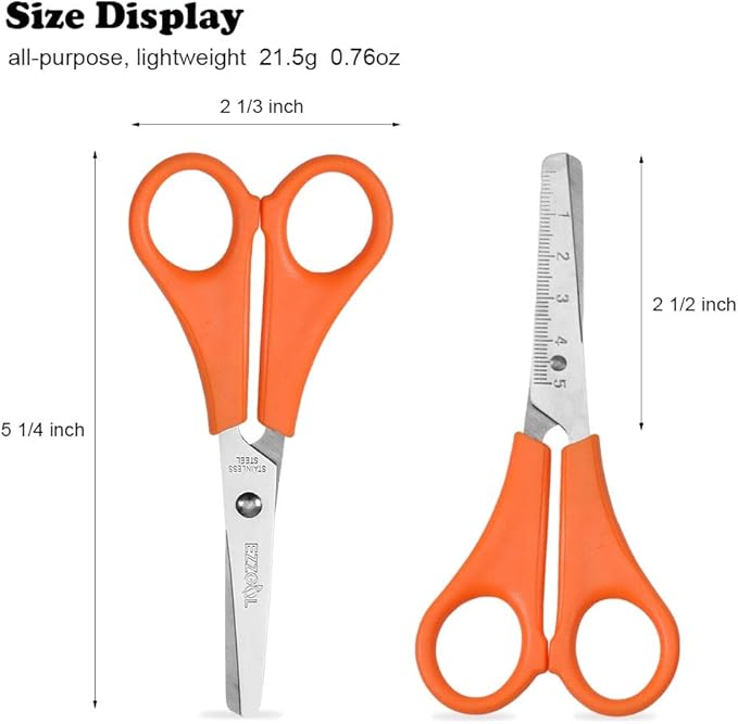 Scissors Bulk for Kids, EZZGOL 12 PACK 5” Safety Blunt Tip Student Scissors, 6 Assorted Colors Kid Craft Scissor for Cutting Regular Paper,Construction Paper,Cards