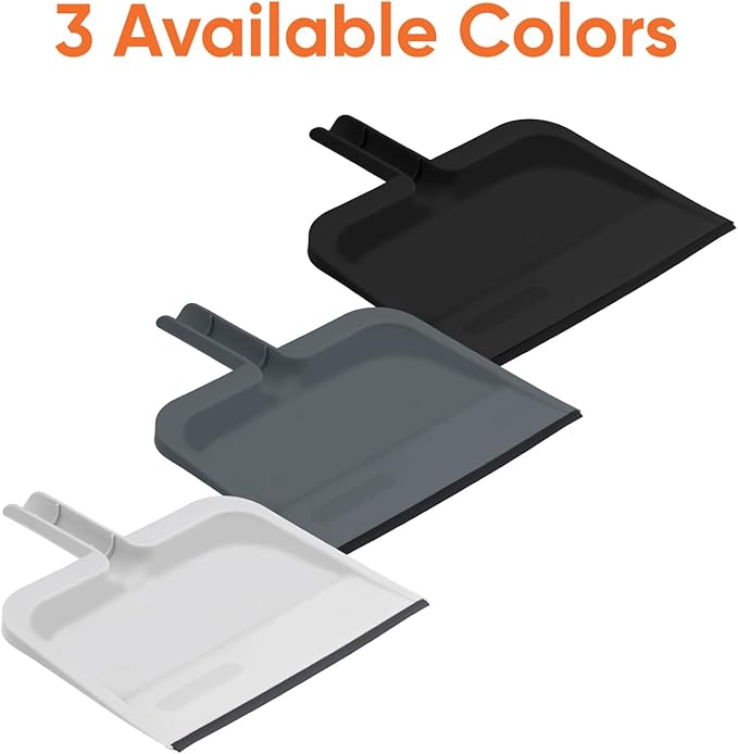 Superio Clip-On Dustpan with Rubber Lip - 10-inch Wide Durable Plastic Dust Pan with Comfort Grip Handle, (Clip-on Dustpan with Rubber Lip, Black) (Black)