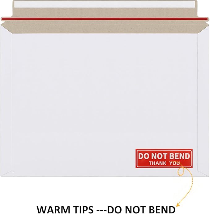 50 Pack 10x13.5 inch Rigid Mailer Self Seal Photo Document Mailers Stay Flat White Cardboard Envelopes White Photography Mailers for Papers,Photos, Document