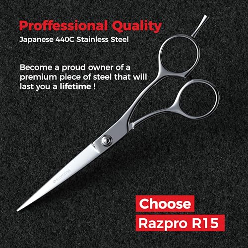 Suvorna Hair Cutting Scissors - 6" Stainless Steel Barber Scissors for Hair Cutting and Trimming - Razor Sharp Hair Scissors Professional for Hairdressers & Barbers - Hair Shears for Women and Men