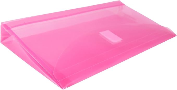 JAM PAPER Plastic Expansion Envelopes with Hook & Loop Closure - #10 Booklet Wallet - 5 1/4 x 10 with 1 Inch Expansion - Fuchsia Pink - 12/Pack