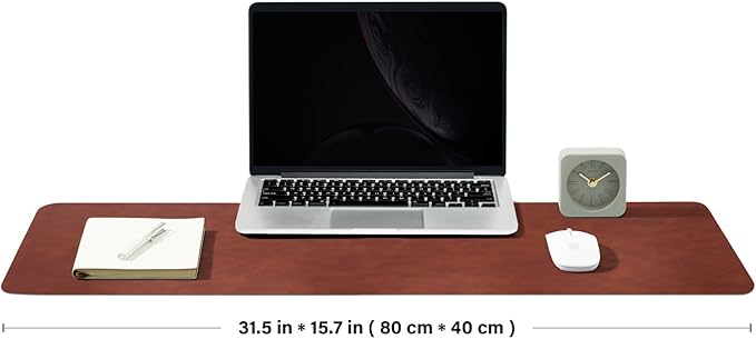 Distressed Leather Desk Mat - Non-Slip PU Desk Pad for Office and Home - Desk Organization and Accessories - Ideal for Large Mouse Pad and Desk Mats on Top of Desks(Mahogany,31.5"x 15.7")