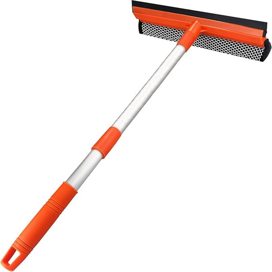 Window Squeegee for Window Cleaning with Retractable Pole, Squeegee Window Cleaner Tool 2 in 1 Car Window Cleaning Tool Telescopic Window Washing Equipment, Shower Squeegee for Glass Door