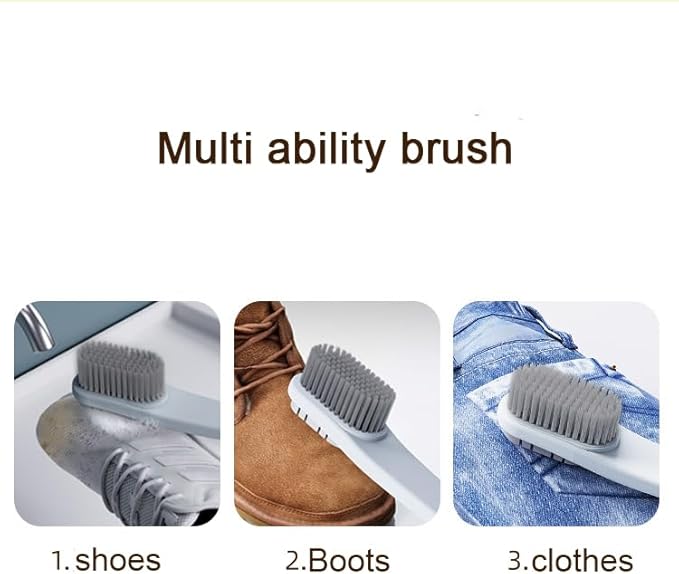 2pcs Long Handle Multifunctional Double-Sided Shoe Brush, no Damage to Shoes, no Shedding of Hair, Strong Stain Removal. Suitable for Cleaning Various Shoes and Clothes.with Two Hooks RPS-IND