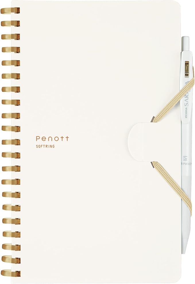 KOKUYO Grid Spiral Journal Notebook, Penott B6 Soft Ring Graph Paper Notebook with 70 Smooth Sheets, 4.1'' x 7.2'' Small Journaling Notebook with Plastic Hardcover, White, Japan Import. (SU-SP147S5-W)