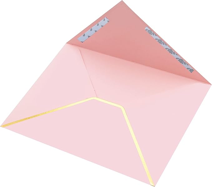 A7 Envelopes - V Flap Foil Border Luxury Mailing Envelopes for 5" x 7" Cards - for Wedding, Invitations, Baby Shower, Photos, Graduation, Birthday, Bridal Shower - 5.25" x 7.25" (Pink, 25 Pack)