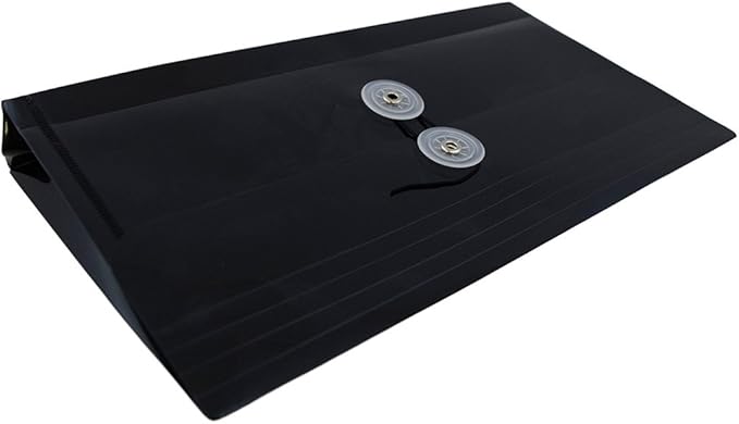 JAM PAPER Plastic Envelopes with Button & String Tie Closure - #10 Business Booklet - 5 1/4 x 10 - Black - 12/Pack