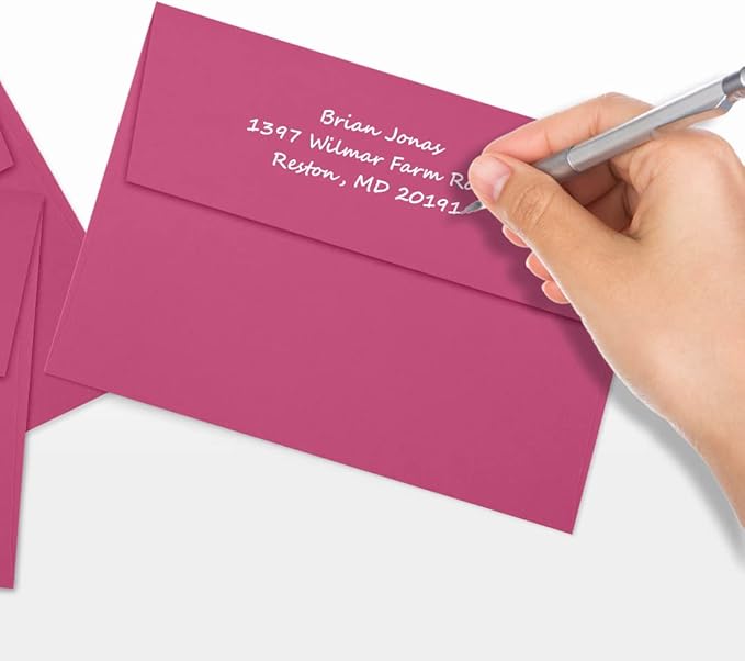 LUXPAPER A7 Invitation Envelopes for 5 x 7 Cards in 80 lb. Magenta, Printable Envelopes for Invitations, w/Peel and Press Seal, 250 Pack, Envelope Size 5 1/4 x 7 1/4 (Magenta)