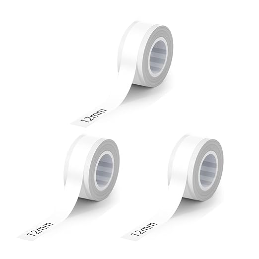 L1 Label Tape Refill for Makeid Label Maker Make ID Label Tape Refill Compatible for Makeid Label Maker (White, 12mm x 4m)