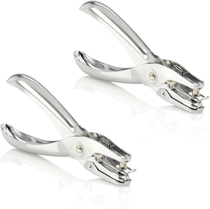 Swingline 1 Hole Punch, Hole Puncher, 5 Sheet Punch Capacity, Classic, Chrome, 2-Pack (74005)