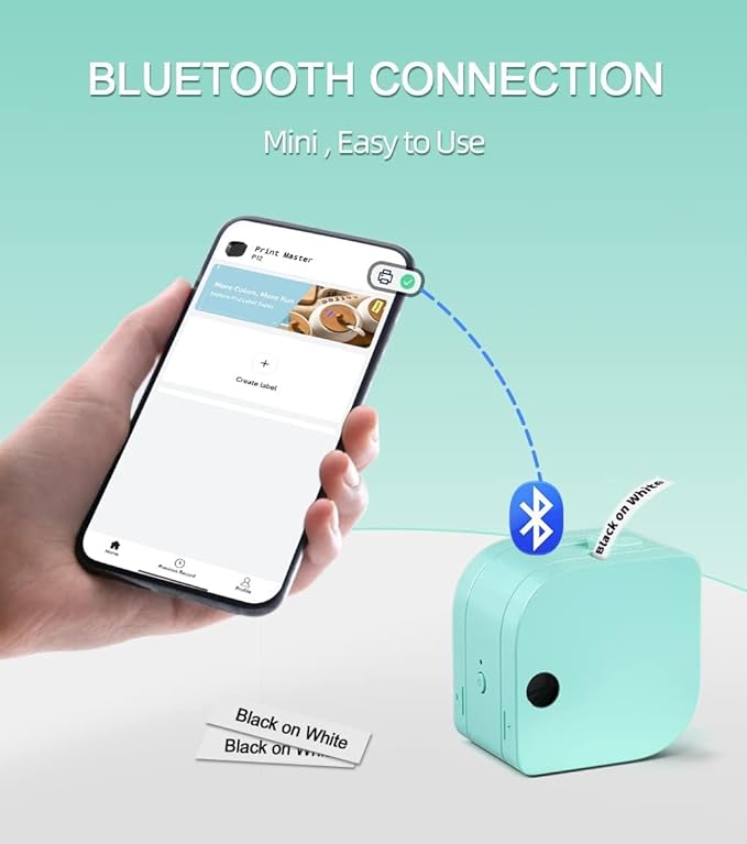 Phomemo P12 Label Maker Machine with Tape, Bluetooth Small Thermal Label Printer with Multiple Templates Mini Label Maker for Home, School, Organization, Office, Green