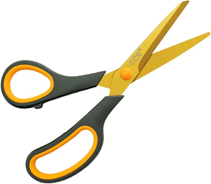 CCR Scissors 8 Inch Soft Comfort-Grip Handles Sharp Titanium Coating Blades, 4-Pack