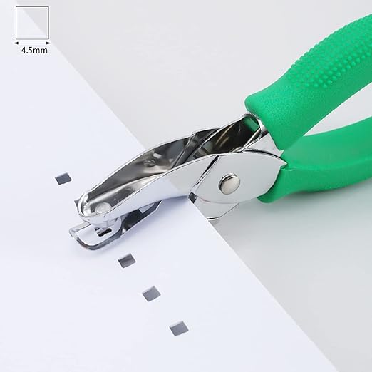 MIAO JIN 2Pcs 1/4" Triangle and 1/6" Square Handheld Metal Hole Punch for DIY Craft Paper Scrapbook Puncher Small Shaped Hand Tool with Grip (Triangle and Square)