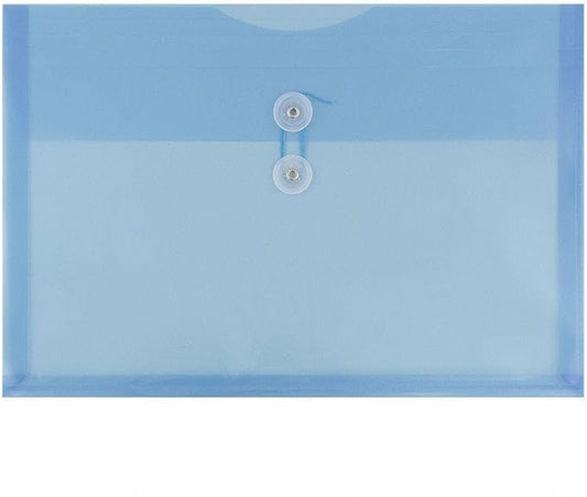 JAM PAPER Plastic Envelopes with Button & String Tie Closure - Legal Booklet - 9 3/4 x 14 1/2 - Blue - 3/Pack