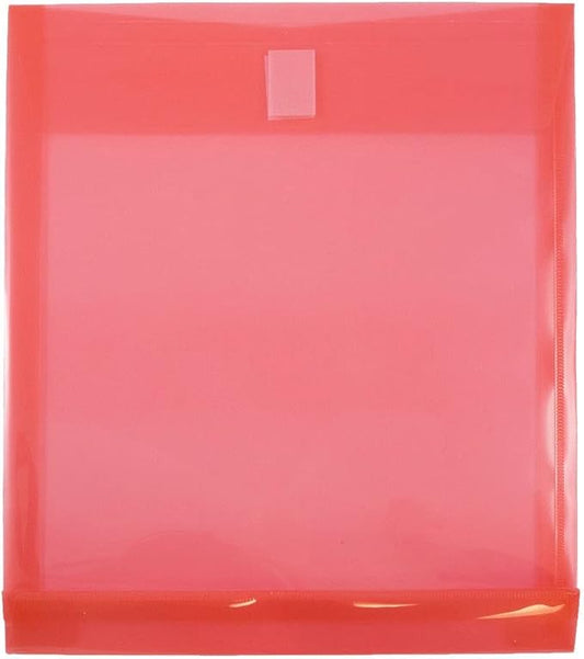 JAM PAPER Plastic Expansion Envelopes with Hook & Loop Closure - Letter Open End - 9 3/4 x 11 3/4 with 1 Inch Expansion - Red - 12/Pack