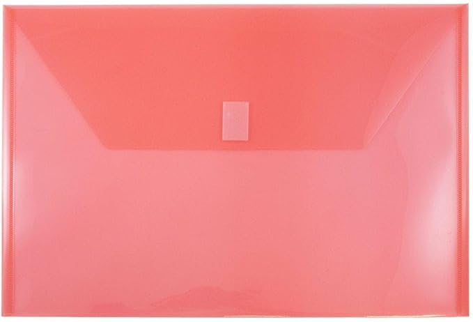 JAM PAPER Plastic Envelopes with Hook & Loop Closure - Legal Booklet - 9 3/4 x 14 1/2 - Red - 3/Pack