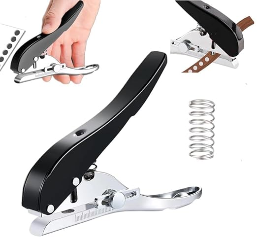 Single Hole Punch 1/4 inch-6mm Round Heavy Duty Hole Puncher Badge Hole Punch Paper Punch Portable Hand Held Long Hole Puncher for Craft Paper Plastic Cardboard Business Card Photos-Black