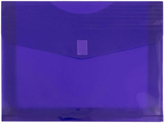 JAM PAPER Plastic Expansion Envelopes with Hook & Loop Closure - Letter Booklet - 9 3/4 x 13 with 2 Inch Expansion - Purple - 3/Pack