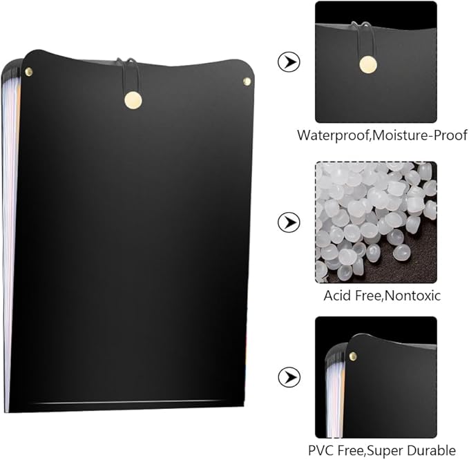 Vertical File Folder Expanding Accordion Folder with 13 Pockets Multi Pocket File Organizer Letter Size for Easy Backpack Access(2 Pack Inner Colorful)