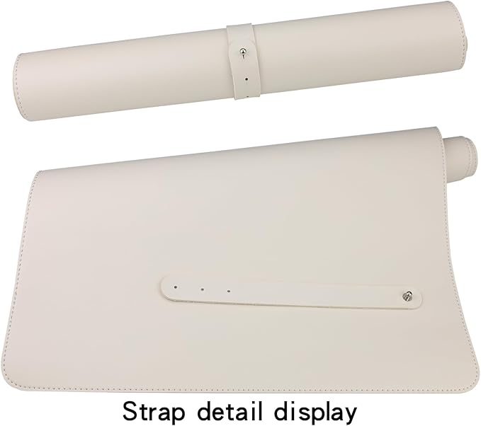Beige Desk Mat, 47.2" x 17" PU Leather Large Mouse Pad, Non-Slip Office Desk Pad, Computer Desk Pads