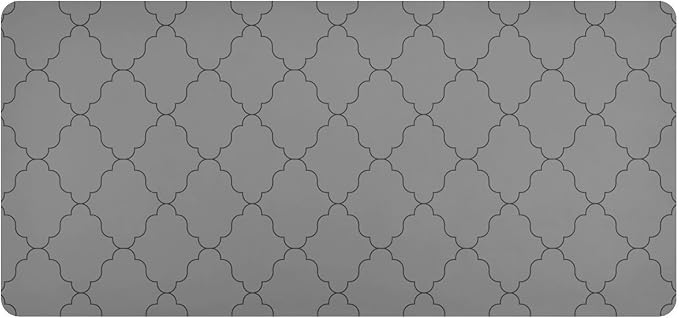 Mouse Pad Desk Mat Leather Desk Pad Large Gaming Desk Cover Protector Mat for Keyboard Computer Laptop Office Waterproof 35.4 x 16.5 Inch Monochrome Geometric Quatrefoil Grey
