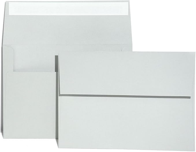 A7 Gray Invitation 5x7 Envelopes - Self Seal, Square Flap,Perfect for 5x7 Cards, Weddings, Birthday, invitations, Graduation, Baby Shower, 5.25 x 7.25 Inches, 100 Pack, (Gray)